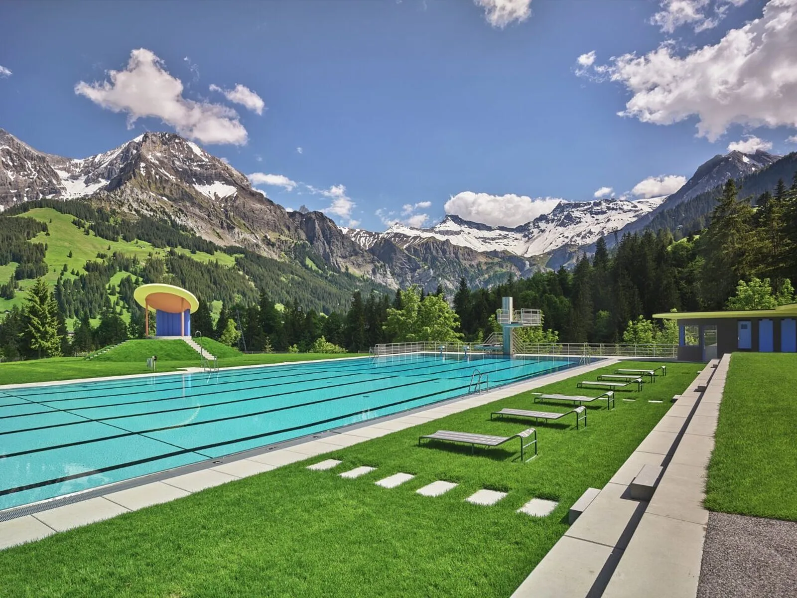 Adelboden açık yüzme havuzu projesinden mimari görünüm 4