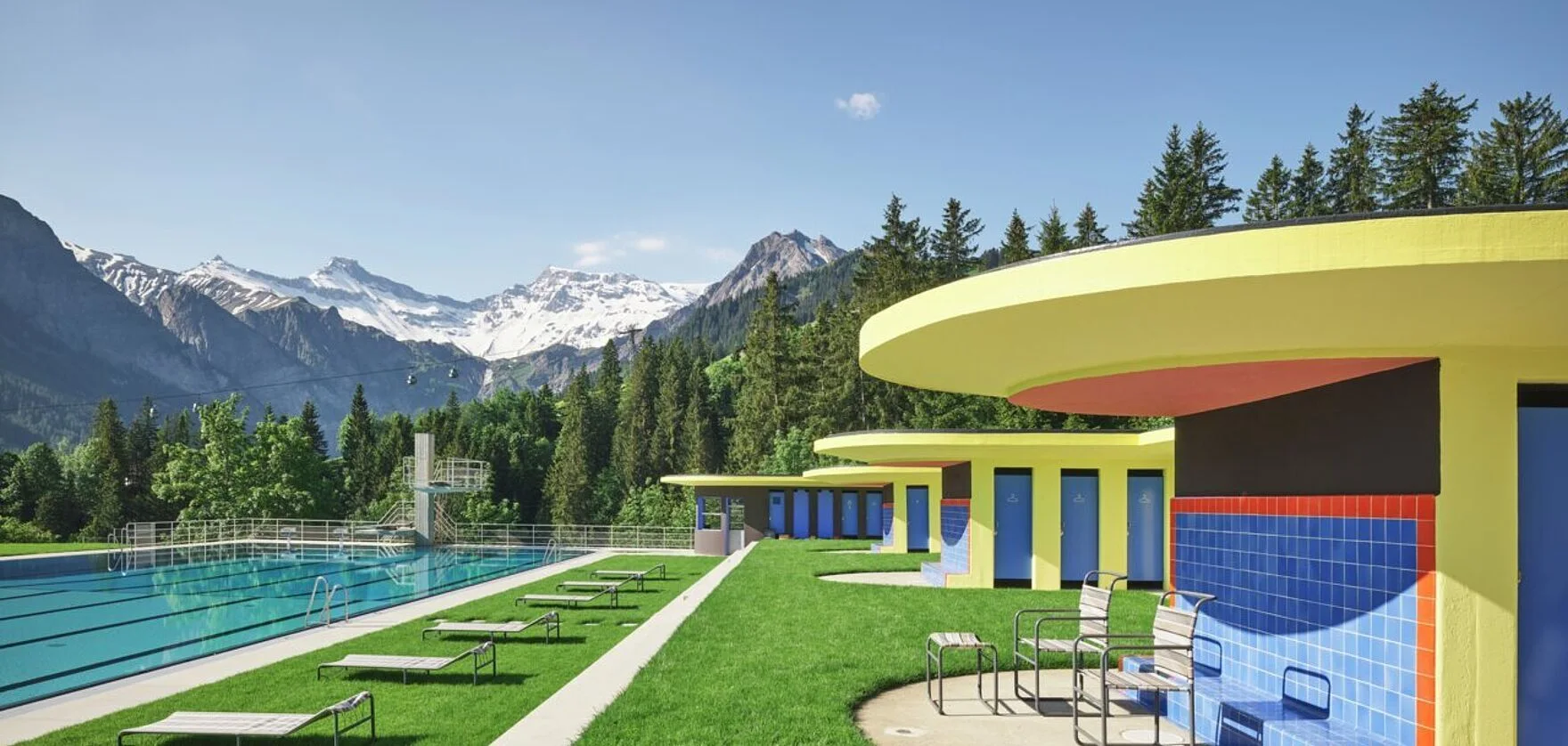 Adelboden açık yüzme havuzu projesinden mimari görünüm 3