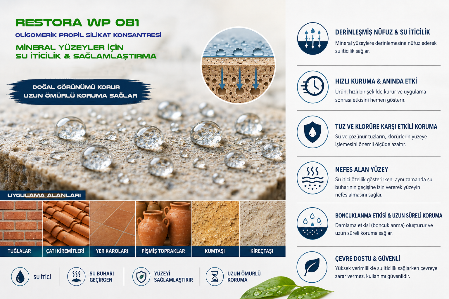 Restora WP081 Su İticilik ve Boncuklanma Etkisi